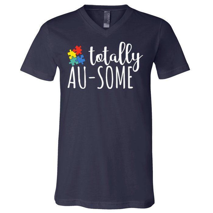 Totally Awesome Autism Awareness V-Neck T-Shirt