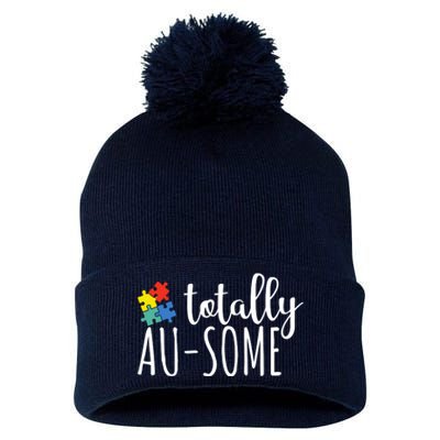 Totally Awesome Autism Awareness Pom Pom 12in Knit Beanie