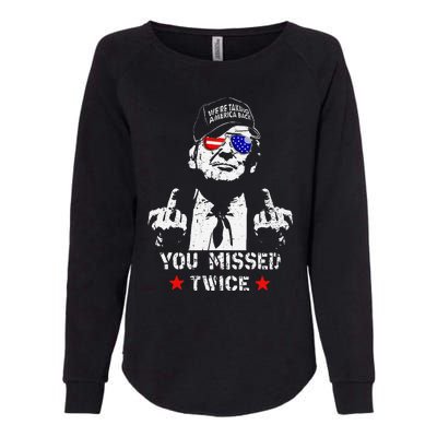 Trump Assassination Attempt Trump 2024 You Missed Twice Womens California Wash Sweatshirt