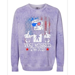 Trump Assassination Attempt Trump 2024 You Missed Twice Colorblast Crewneck Sweatshirt