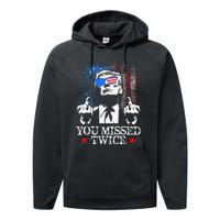 Trump Assassination Attempt Trump 2024 You Missed Twice Performance Fleece Hoodie