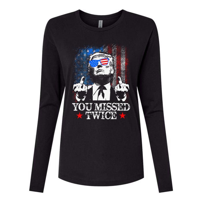 Trump Assassination Attempt Trump 2024 You Missed Twice Womens Cotton Relaxed Long Sleeve T-Shirt