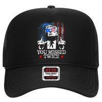 Trump Assassination Attempt Trump 2024 You Missed Twice High Crown Mesh Back Trucker Hat