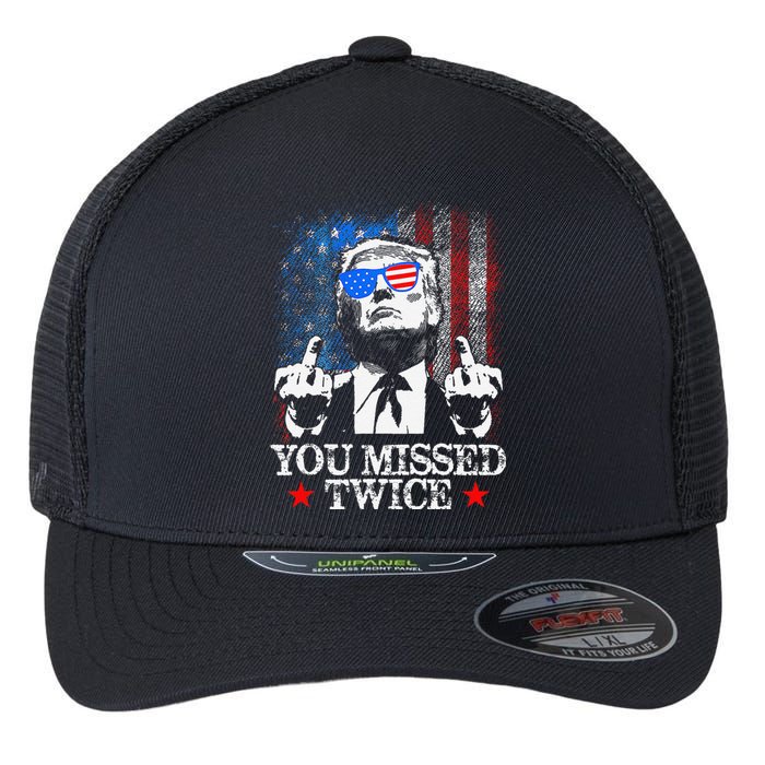 Trump Assassination Attempt Trump 2024 You Missed Twice Flexfit Unipanel Trucker Cap