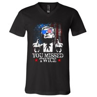 Trump Assassination Attempt Trump 2024 You Missed Twice V-Neck T-Shirt