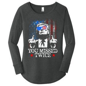 Trump Assassination Attempt Trump 2024 You Missed Twice Women's Perfect Tri Tunic Long Sleeve Shirt