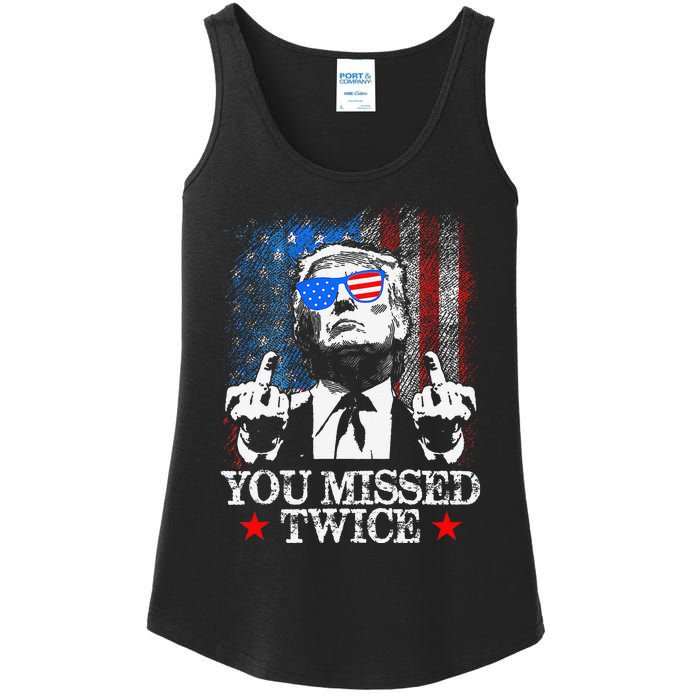 Trump Assassination Attempt Trump 2024 You Missed Twice Ladies Essential Tank