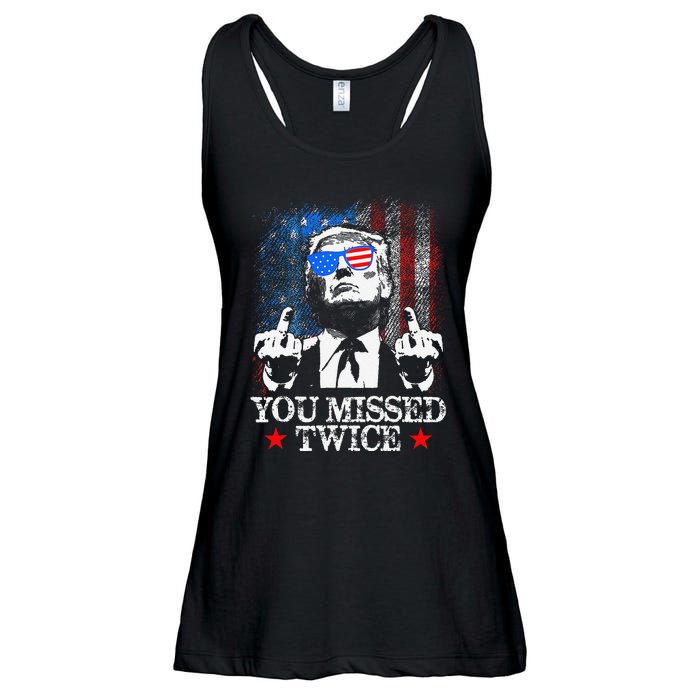 Trump Assassination Attempt Trump 2024 You Missed Twice Ladies Essential Flowy Tank