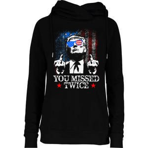 Trump Assassination Attempt Trump 2024 You Missed Twice Womens Funnel Neck Pullover Hood