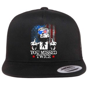 Trump Assassination Attempt Trump 2024 You Missed Twice Flat Bill Trucker Hat