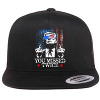 Trump Assassination Attempt Trump 2024 You Missed Twice Flat Bill Trucker Hat