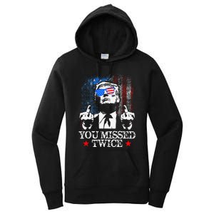 Trump Assassination Attempt Trump 2024 You Missed Twice Women's Pullover Hoodie