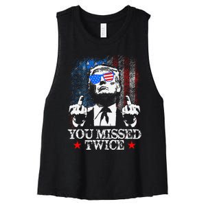 Trump Assassination Attempt Trump 2024 You Missed Twice Women's Racerback Cropped Tank