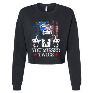 Trump Assassination Attempt Trump 2024 You Missed Twice Cropped Pullover Crew