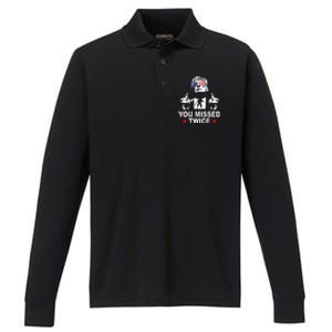 Trump Assassination Attempt Trump 2024 You Missed Twice Performance Long Sleeve Polo