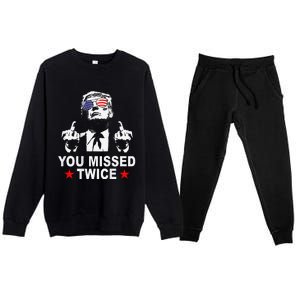 Trump Assassination Attempt Trump 2024 You Missed Twice Premium Crewneck Sweatsuit Set