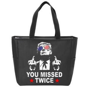 Trump Assassination Attempt Trump 2024 You Missed Twice Zip Tote Bag