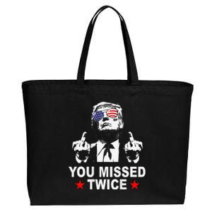 Trump Assassination Attempt Trump 2024 You Missed Twice Cotton Canvas Jumbo Tote