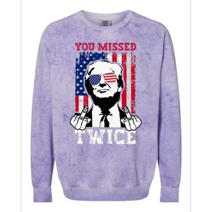 Trump Assassination Attempt Trump 2024 You Missed Twice Colorblast Crewneck Sweatshirt