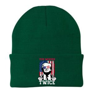 Trump Assassination Attempt Trump 2024 You Missed Twice Knit Cap Winter Beanie