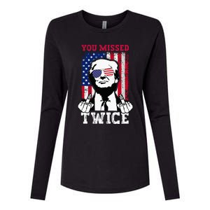 Trump Assassination Attempt Trump 2024 You Missed Twice Womens Cotton Relaxed Long Sleeve T-Shirt