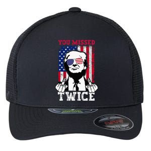 Trump Assassination Attempt Trump 2024 You Missed Twice Flexfit Unipanel Trucker Cap