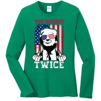 Trump Assassination Attempt Trump 2024 You Missed Twice Ladies Long Sleeve Shirt