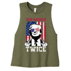 Trump Assassination Attempt Trump 2024 You Missed Twice Women's Racerback Cropped Tank