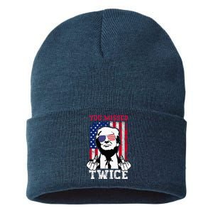 Trump Assassination Attempt Trump 2024 You Missed Twice Sustainable Knit Beanie