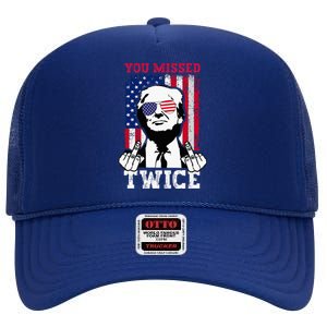 Trump Assassination Attempt Trump 2024 You Missed Twice High Crown Mesh Back Trucker Hat