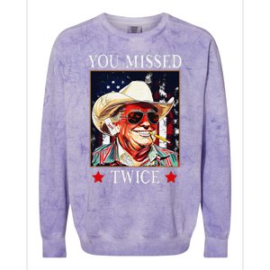 Trump Assassination Attempt Trump 2024 You Missed Twice Colorblast Crewneck Sweatshirt