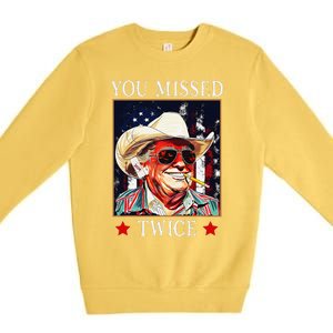 Trump Assassination Attempt Trump 2024 You Missed Twice Premium Crewneck Sweatshirt