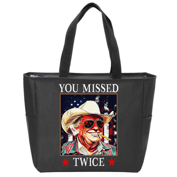 Trump Assassination Attempt Trump 2024 You Missed Twice Zip Tote Bag