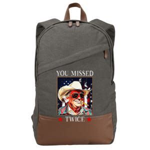 Trump Assassination Attempt Trump 2024 You Missed Twice Cotton Canvas Backpack