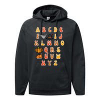 Thanksgiving Abc Alphabet Turkey Day Fall Teacher Wo Performance Fleece Hoodie