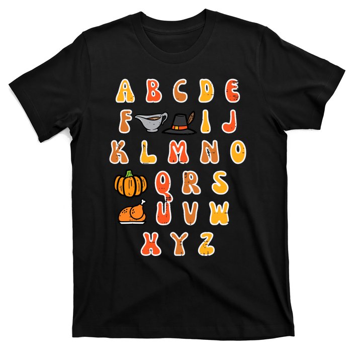 Thanksgiving Abc Alphabet Turkey Day Fall Teacher Wo T-Shirt