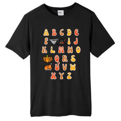 Thanksgiving Abc Alphabet Turkey Day Fall Teacher Wo Tall Fusion ChromaSoft Performance T-Shirt