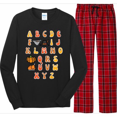 Thanksgiving Abc Alphabet Turkey Day Fall Teacher Wo Long Sleeve Pajama Set