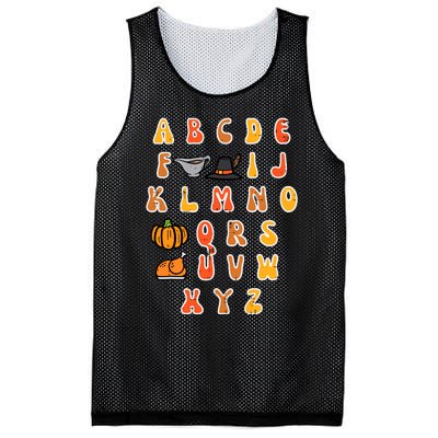 Thanksgiving Abc Alphabet Turkey Day Fall Teacher Wo Mesh Reversible Basketball Jersey Tank