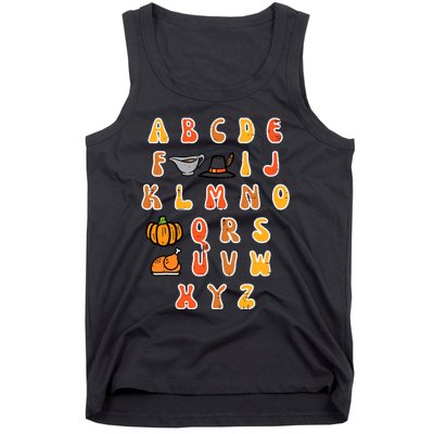 Thanksgiving Abc Alphabet Turkey Day Fall Teacher Wo Tank Top