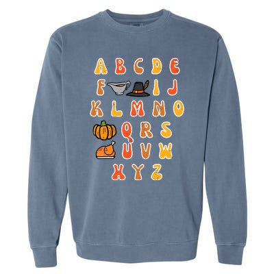 Thanksgiving Abc Alphabet Turkey Day Fall Teacher Wo Garment-Dyed Sweatshirt