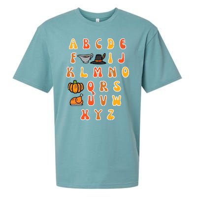 Thanksgiving Abc Alphabet Turkey Day Fall Teacher Wo Sueded Cloud Jersey T-Shirt