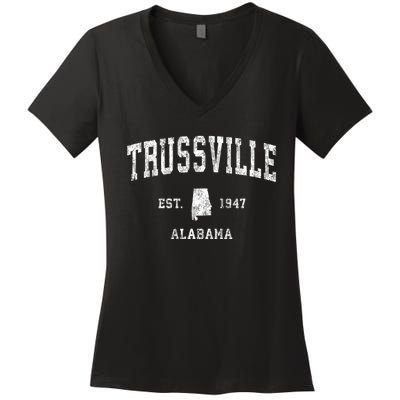 Trussville Alabama Al Vintage Athletic Established Sports Design Women's V-Neck T-Shirt