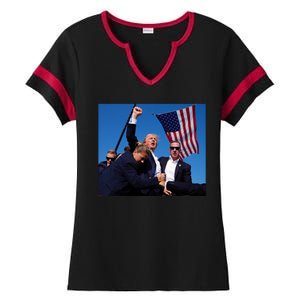 Trump Assassination Attempt 2024 Fight Fighting Fighter Ladies Halftime Notch Neck Tee