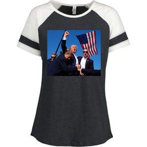 Trump Assassination Attempt 2024 Fight Fighting Fighter Enza Ladies Jersey Colorblock Tee