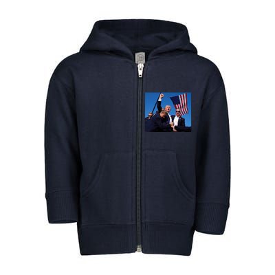 Trump Assassination Attempt 2024 Fight Fighting Fighter Toddler Zip Fleece Hoodie