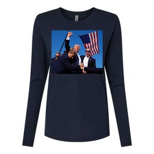 Trump Assassination Attempt 2024 Fight Fighting Fighter Womens Cotton Relaxed Long Sleeve T-Shirt