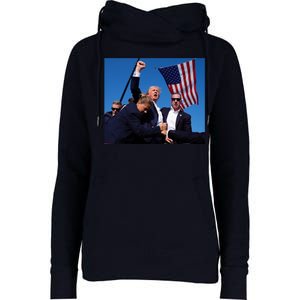 Trump Assassination Attempt 2024 Fight Fighting Fighter Womens Funnel Neck Pullover Hood