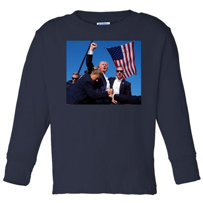 Trump Assassination Attempt 2024 Fight Fighting Fighter Toddler Long Sleeve Shirt