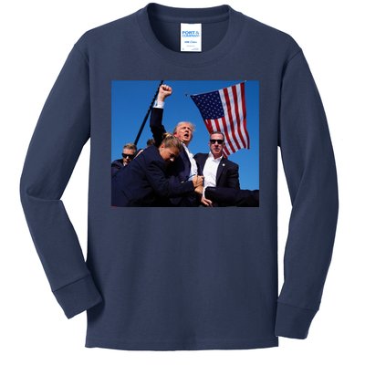 Trump Assassination Attempt 2024 Fight Fighting Fighter Kids Long Sleeve Shirt